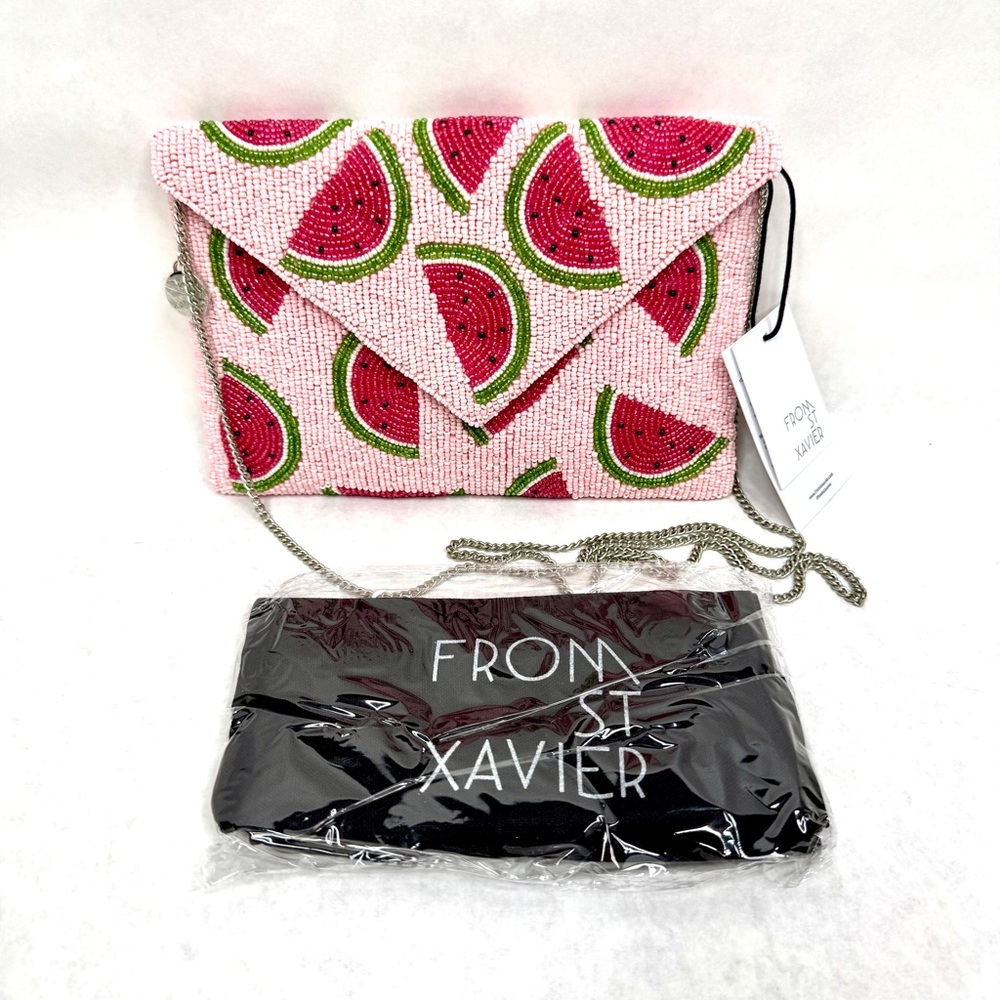 FROM ST XAVIER Juicy Watermelon Pouch Clutch - Pink/Green - Picture 4 of 13